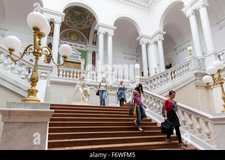 Scala, biblioteca universitaria Bibliotheca Albertina, Leipzig, in Sassonia, Germania Foto Stock