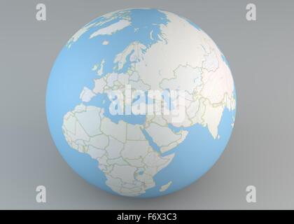 Mappa planisfero globe, mappa politica in Europa, Nord Africa e Medio Oriente Foto Stock