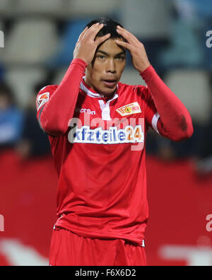 Bochum, Germania. Xx Nov, 2015. Calcio, Germania, Seconda Bundesliga, VfL Bochum vs Unione Berlino, Bochum, 20.11.2015: Bobby legno Unione (Berlino) reagisce. Credito: Juergen schwarz/Alamy Live News Foto Stock