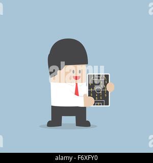 Imprenditore pianificazione strategia di calcio con il simbolo del dollaro, la pianificazione finanziaria concetto, vettore EPS10 Illustrazione Vettoriale