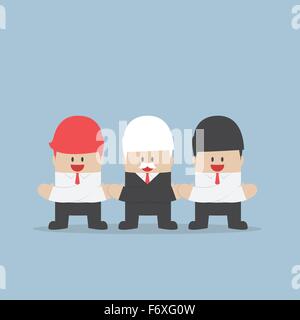 Imprenditori tenendo le mani di ogni altra unità e il lavoro di squadra concetto, vettore EPS10 Illustrazione Vettoriale