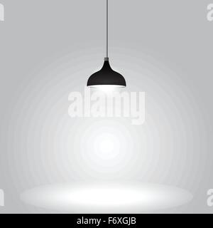 Nero lampada da soffitto su sfondo grigio, vettore EPS10 Illustrazione Vettoriale