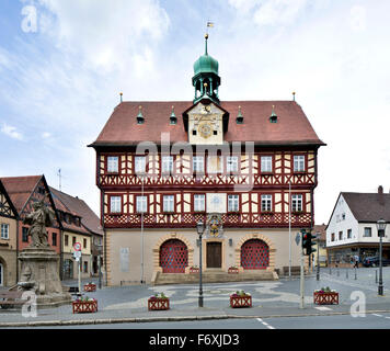 1687 city hall, a struttura mista in legno e muratura costruzione, Bad Staffelstein, Alta Franconia, Baviera, Germania Foto Stock