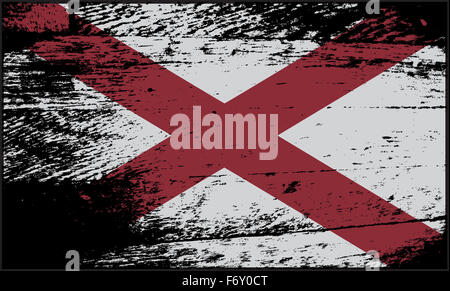 Un grunged Alabama state flag design Foto Stock
