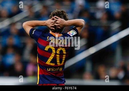 Madrid, Spagna. Xxi Nov, 2015. Sergi Roberto Carnicer (20) FC Barcelona durante la Liga partita di calcio tra il Real Madrid e Barcellona al Santiago Bernabeu Stadium in Madrid, Spagna, 21 novembre 2015. Credito: Azione Sport Plus/Alamy Live News Foto Stock