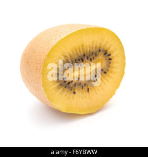 Golden fresche kiwi sezione su sfondo bianco Foto Stock