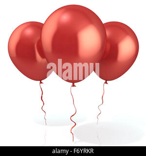 Tre palloncini rossi, isolato Foto stock - Alamy