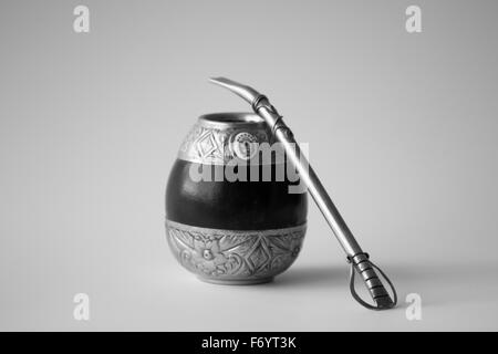 Svuotare calabash gourd usato per bere utilizzato in America Latina per bere il caffeinated infusione compagno di chiamata Foto Stock