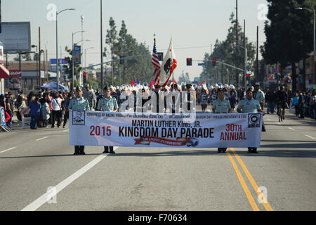 Los Angeles, California, Stati Uniti d'America, 19 gennaio 2015 il trentesimo annuale di Martin Luther King Jr. unito giorno parata, parata banner Foto Stock