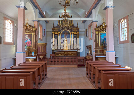 Il Museo della Campagna Mazovian in Sierpc, Polonia. In legno del XVIII secolo la chiesa si trasferì a Sierpc nel 2007 da Drazdzewo. Foto Stock