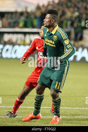 Providence Park, Portland, OR, Stati Uniti d'America. 22 Nov, 2015. durante il 2015 MLS Playoff match tra la visita FC Dallas e Portland Legni a Providence Park, Portland, O. Larry C. Lawson/CSM/Alamy Live News Foto Stock