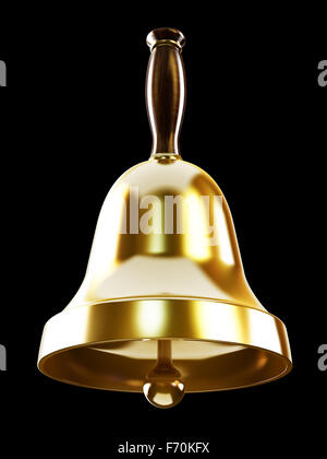 Scuola Gold bell isolati su sfondo nero Foto Stock