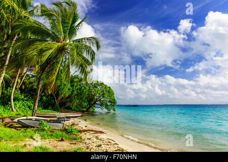 Tabuaeran beach sull'isola Fanning, Repubblica di Kiribati Foto Stock