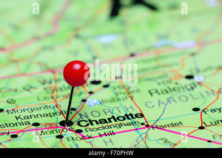 Charlotte imperniata su una mappa degli STATI UNITI D'AMERICA Foto Stock