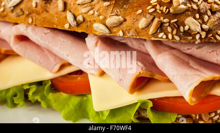 Panino di prosciutto close up Foto Stock