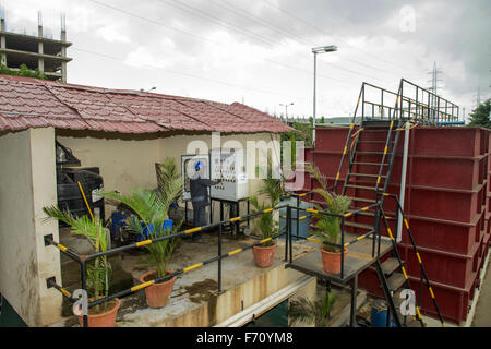 Impianto di trattamento delle acque reflue, pannello di controllo, sikandarabad, hyderabad, andhra pradesh, india, asia Foto Stock