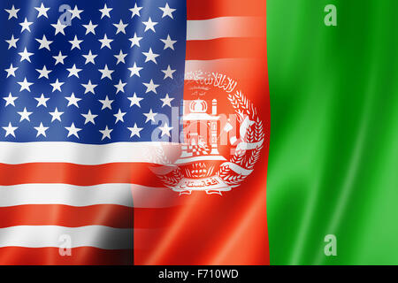 Miscelati USA e Afghanistan bandiera, tridimensionale, rendering immagine Foto Stock