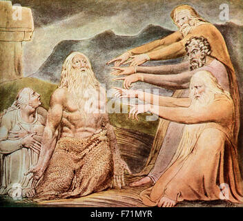 Il solo uomo retto è ridere di disprezzo. Illustrazione per il libro di Giobbe, dopo la pittura di William Blake. Foto Stock