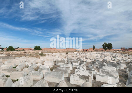 Cimitero ebraico nel Mellah, il quartiere ebraico, Marrakech, Marocco Foto Stock