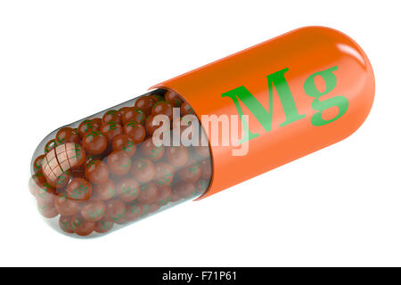 Capsule con vitamina magnesio Mg elemento Foto Stock