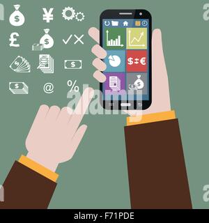 Immagine vettoriale del mercato azionario sul telefono cellulare Illustrazione Vettoriale