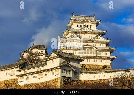 Collina del Castello di Himeji, chiamato anche airone bianco Castello nella prefettura di Hyogo, Giappone. Foto Stock
