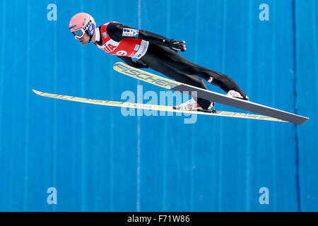 Il concorso di Klingenthal, in Germania. 22 Novembre, 2015. Sci austriaca il ponticello Andreas Kofler è in volo durante la competizione individuale della Ski Jumping World Cup al Vogtland-Arena di Klingenthal, in Germania, 22 novembre 2015. Foto: Jan Woitas dpa/Alamy Live News Foto Stock