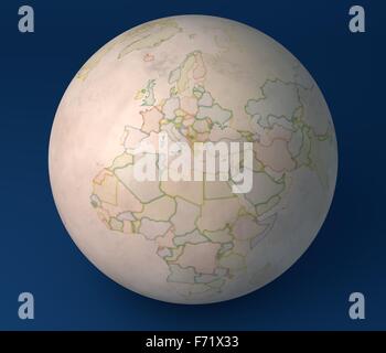 Mappa planisfero globe, mappa politica in Europa, Nord Africa e Medio Oriente Foto Stock