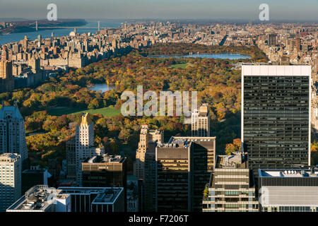 Top vista su Central Park, Manhattan, New York, Stati Uniti d'America Foto Stock