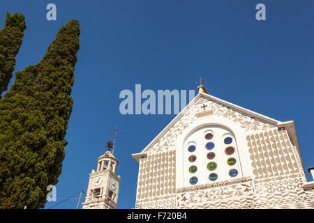 Dormizione della Vergine Maria la Chiesa, noto anche come Assunzione di Maria la Chiesa ortodossa, Pyrgi, Chios, Grecia Foto Stock