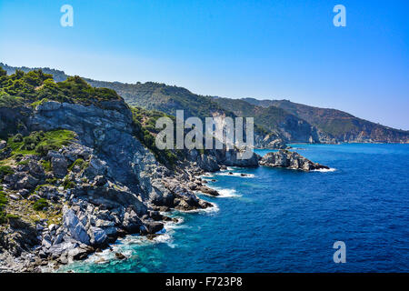 Bellissima Costa di Skopelos island Foto Stock