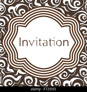 Invito, un matrimonio o un biglietto di auguri Modello. Elegante cornice su sfondo pattern design. Maschera di ritaglio applicato in EPS Illustrazione Vettoriale