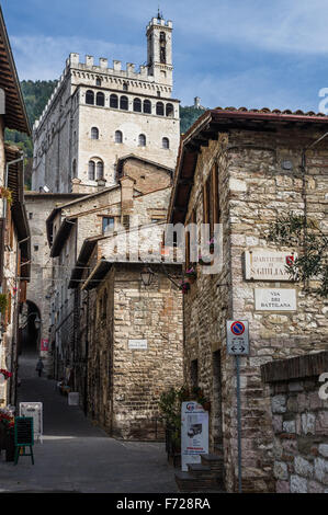Palazzo dei Consoli a Gubbio, piccola città in Italia Foto Stock