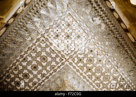 Sheesh Mahal soffitto, Forte Amer, Jaipur, Rajasthan, India, Asia Foto Stock