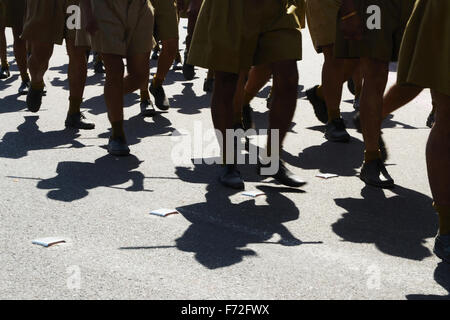 RSS, Rashtriya Swayamsevak Sangh volontari a piedi su strada, jodhpur, rajasthan, india, asia Foto Stock