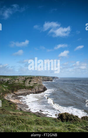 Paesaggio estivo Worm della testa e Rhosilli Bay in Galles Foto Stock