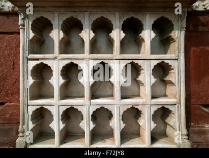 Detaisl architettonico interno Lal Qila - Red Fort di Delhi, India Foto Stock