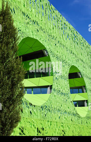 Il verde edificio cubo del la confluenza del distretto di Lione in Francia. Foto Stock