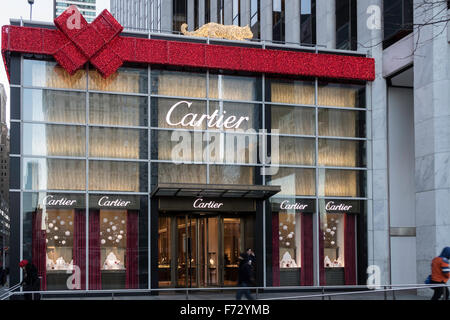 Cartier Store Front, stagione di vacanze, NYC Foto Stock