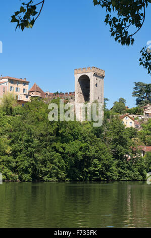 Barbican medievale e la torre di San Giovanni Cahors, Midi-Pirenei, Francia Foto Stock