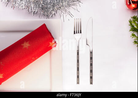 Stagionale cena di Natale tabella. Posto singolo impostazione. Foto Stock