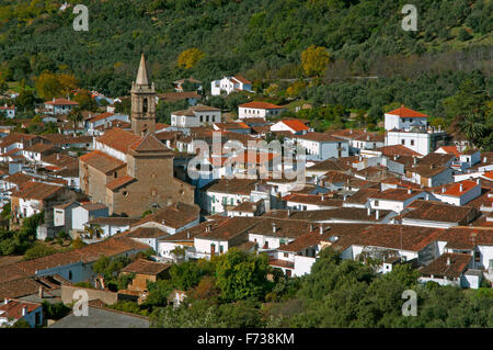 Vista panoramica, Alajar, provincia di Huelva, regione dell'Andalusia, Spagna, Europa Foto Stock