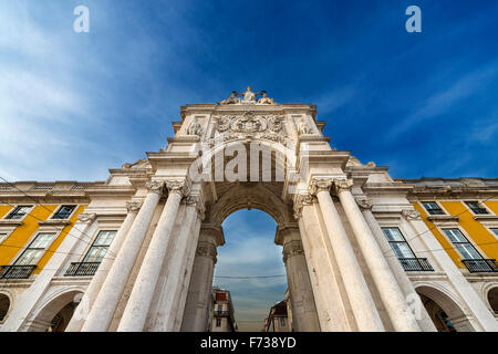 Dettaglio dell'Arco Trionfale in Praca do Comercio di Lisbona, Portogallo Foto Stock