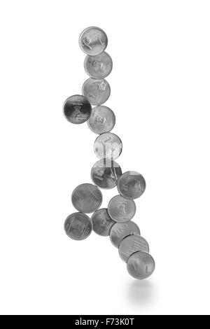 metallo uno rupie monete Foto Stock