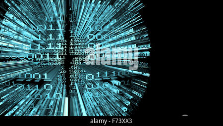 Immagine 3d del codice binario di esplosione Foto Stock