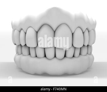 Immagine 3d della dentiera bianco isolato su bianco Foto Stock