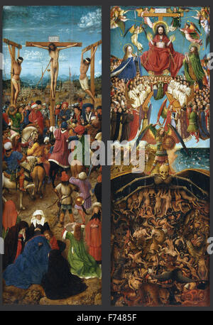 Jan Van Eyck - La crocifissione; l'ultima sentenza Foto Stock