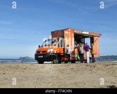 Il fast food carro su Portmarnock Beach, Irlanda Foto Stock