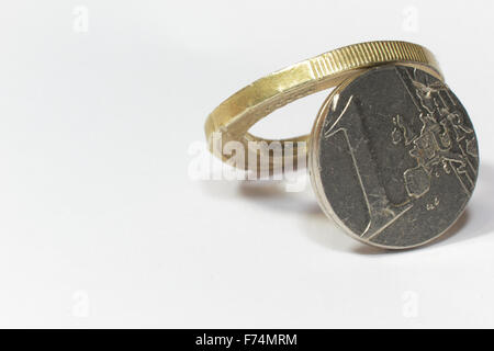 Close up di un euro distrutto Foto Stock