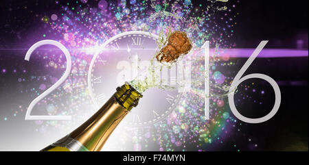 Immagine composita di champagne popping Foto Stock